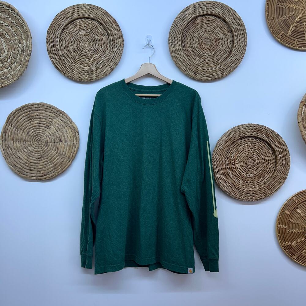Carhartt Green Loose Fit Long Sleeve T-Shirt Mens Large Clover